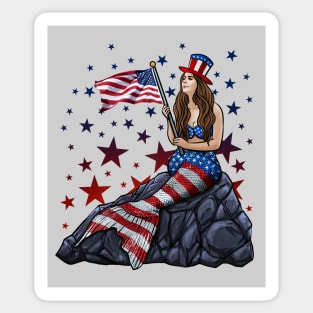 Patriotic Mermaid Sticker